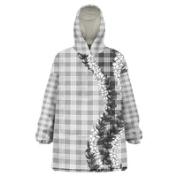 Gray Hawaii Palaka Wearable Blanket Hoodie Hawaiian Honohono Lei LT05 One Size Gray - Polynesian Pride