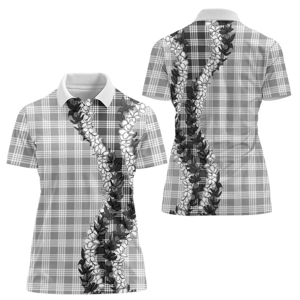 Gray Hawaii Palaka Women Polo Shirt Hawaiian Honohono Lei LT05 - Polynesian Pride