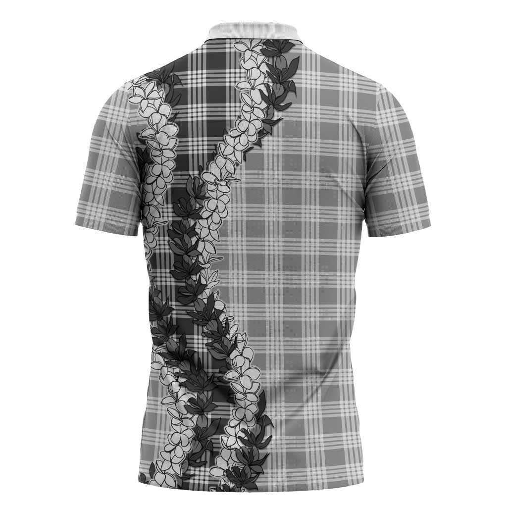 Gray Hawaii Palaka Zipper Polo Shirt Hawaiian Honohono Lei LT05 - Polynesian Pride