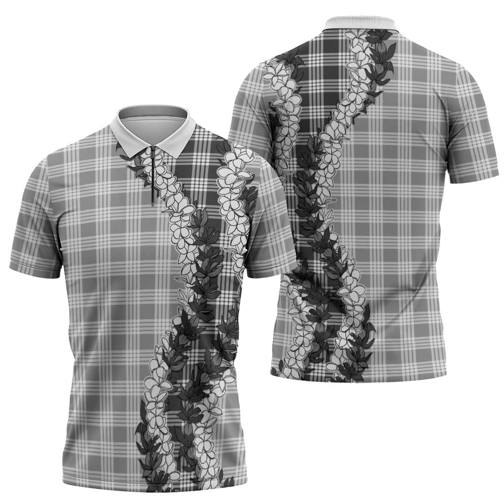 Gray Hawaii Palaka Zipper Polo Shirt Hawaiian Honohono Lei LT05 - Polynesian Pride