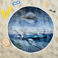 New Zealand Wanaka Air Show Beach Blanket With Maori Pattern LT05 One Size 150cm Blue - Polynesian Pride