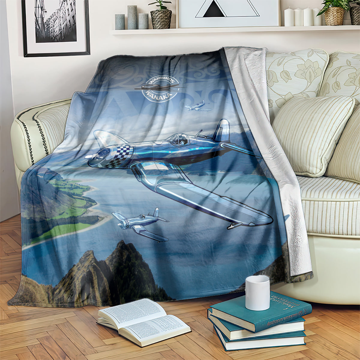 New Zealand Wanaka Air Show Blanket With Maori Pattern LT05 Blue - Polynesian Pride
