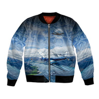 New Zealand Wanaka Air Show Bomber Jacket With Maori Pattern LT05 Unisex Blue - Polynesian Pride