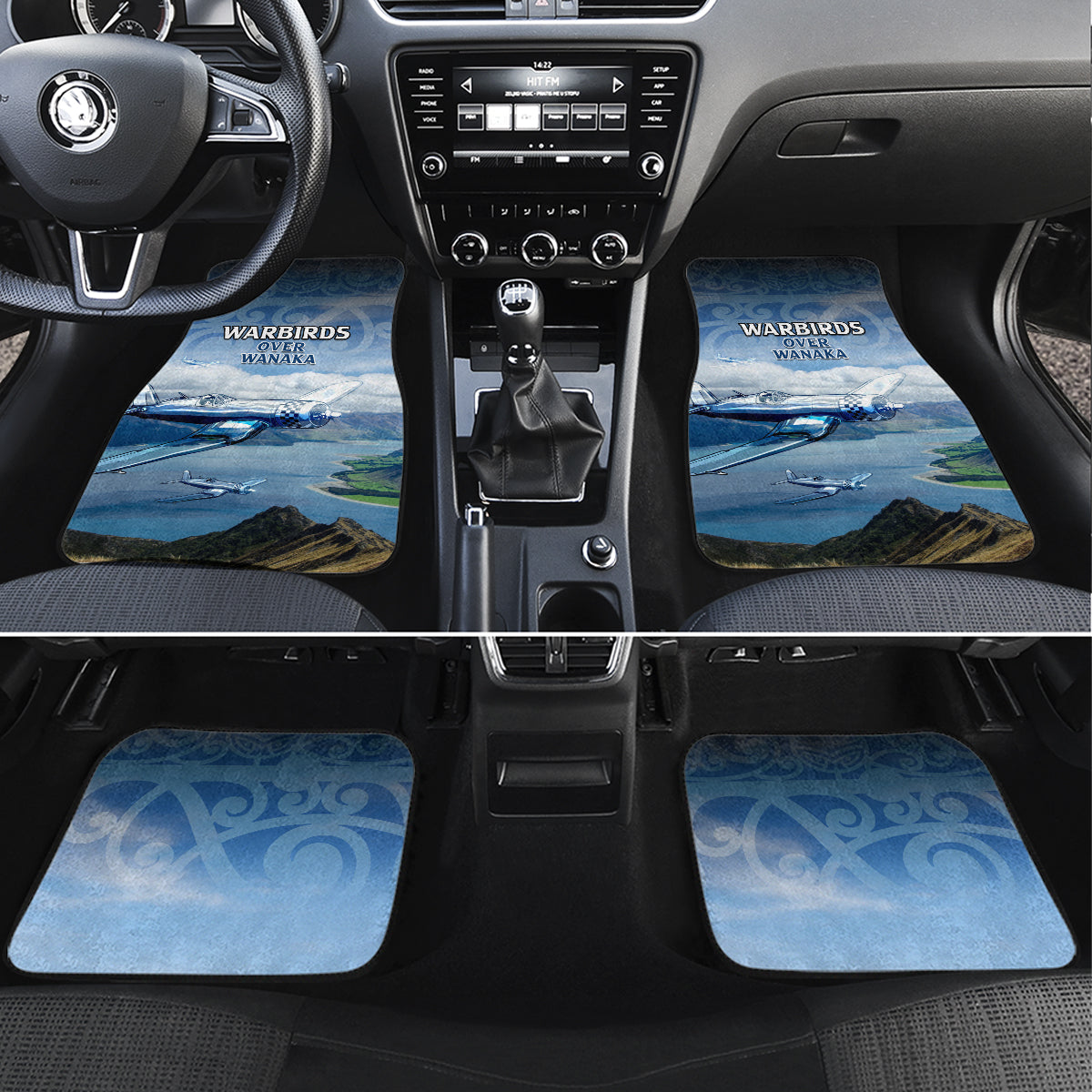 New Zealand Wanaka Air Show Car Mats With Maori Pattern LT05 Set 4pcs Blue - Polynesian Pride