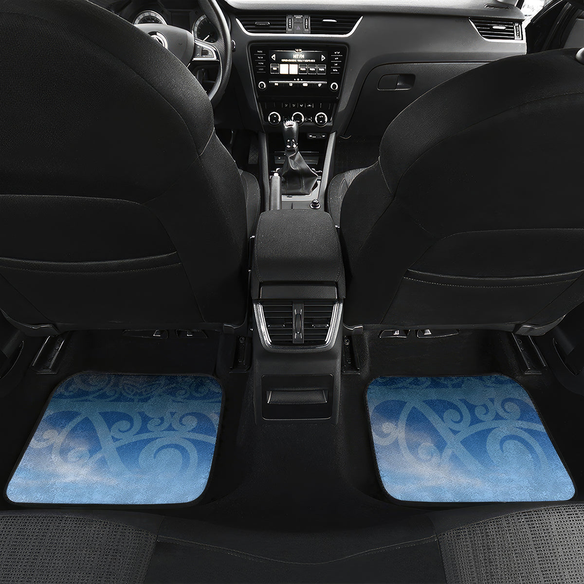 New Zealand Wanaka Air Show Car Mats With Maori Pattern LT05 Set 2pcs - Back Blue - Polynesian Pride