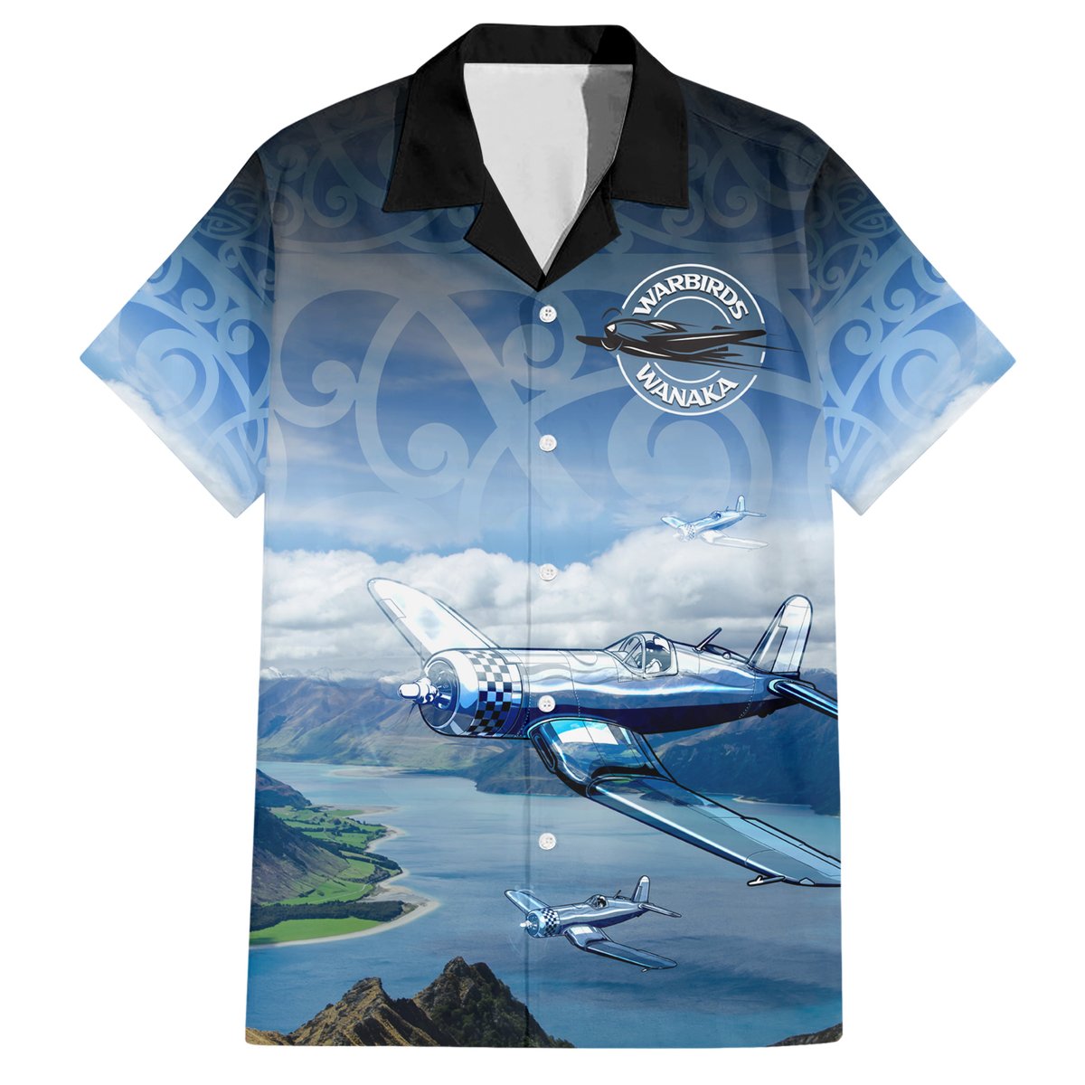 New Zealand Wanaka Air Show Hawaiian Shirt With Maori Pattern LT05 Blue - Polynesian Pride