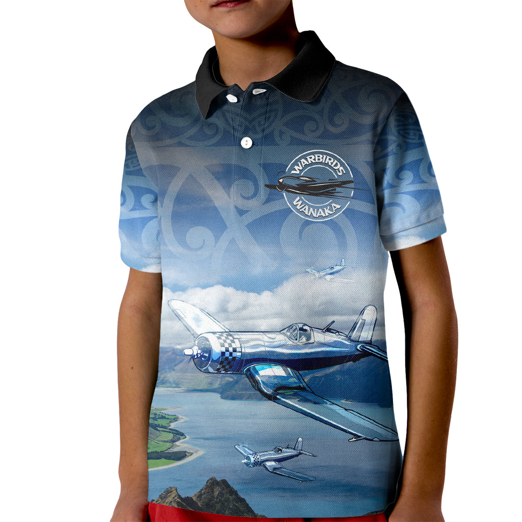 New Zealand Wanaka Air Show Kid Polo Shirt With Maori Pattern