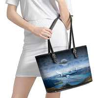 New Zealand Wanaka Air Show Leather Tote Bag With Maori Pattern LT05 - Polynesian Pride