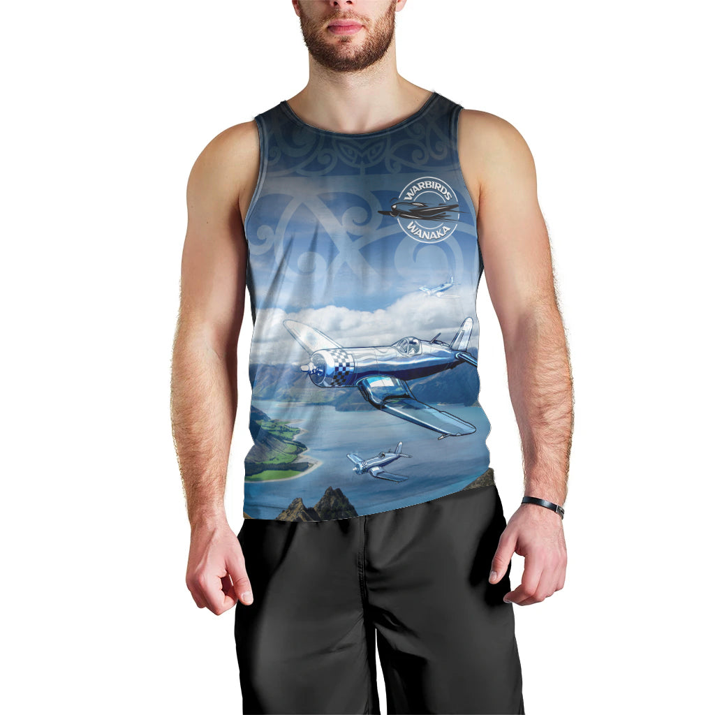 New Zealand Wanaka Air Show Men Tank Top With Maori Pattern LT05 - Polynesian Pride