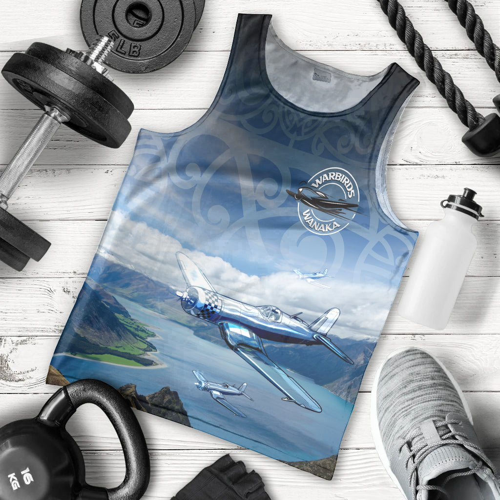 New Zealand Wanaka Air Show Men Tank Top With Maori Pattern LT05 - Polynesian Pride