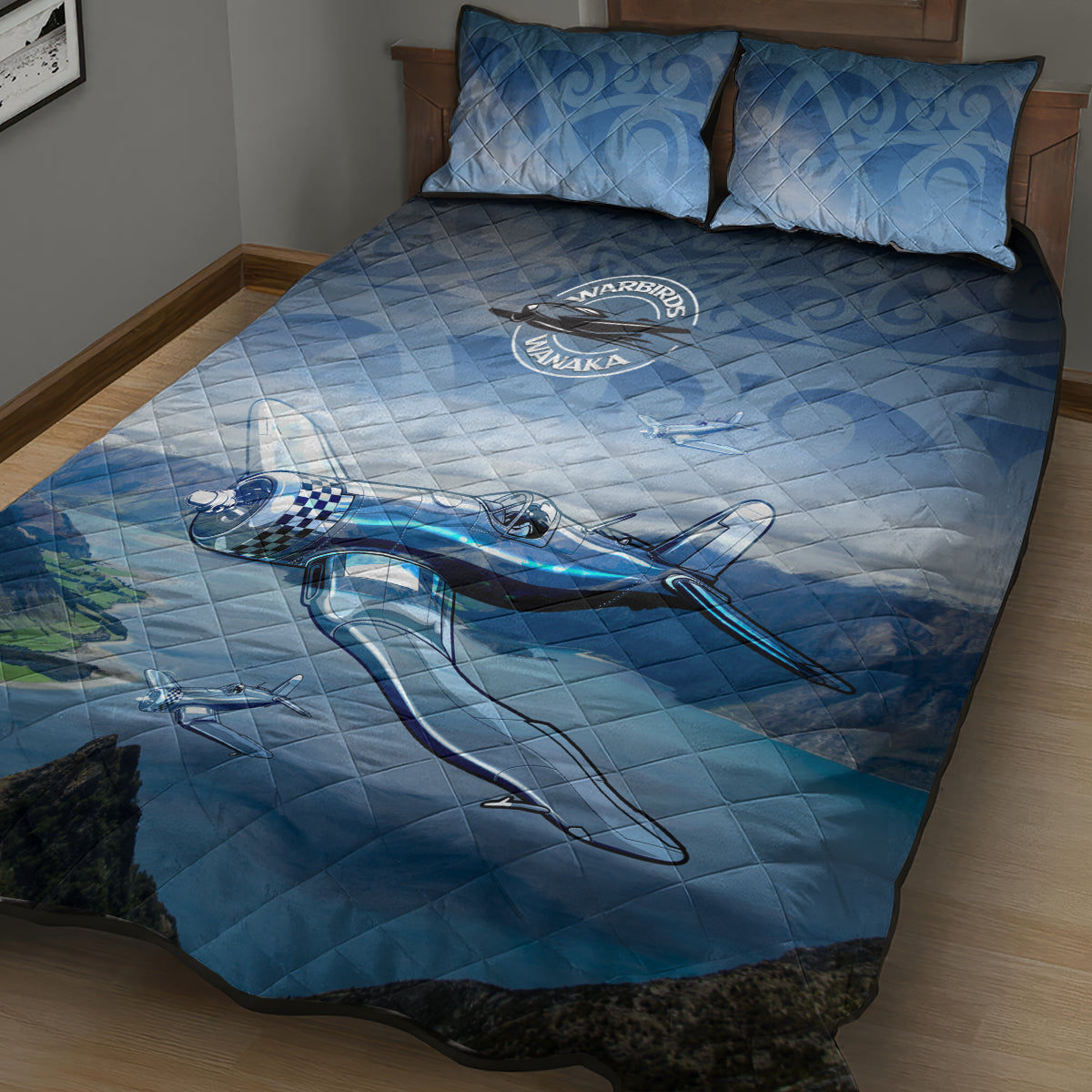 New Zealand Wanaka Air Show Quilt Bed Set With Maori Pattern