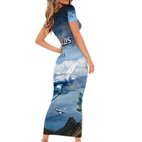 New Zealand Wanaka Air Show Short Sleeve Bodycon Dress With Maori Pattern