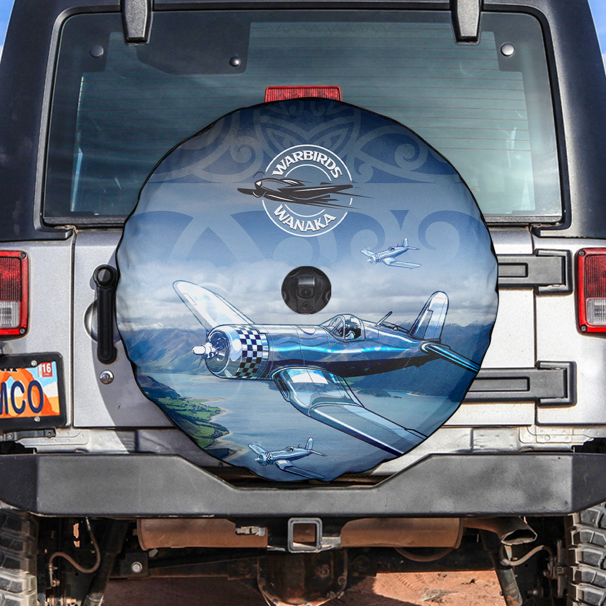 New Zealand Wanaka Air Show Spare Tire Cover With Maori Pattern LT05 Blue - Polynesian Pride
