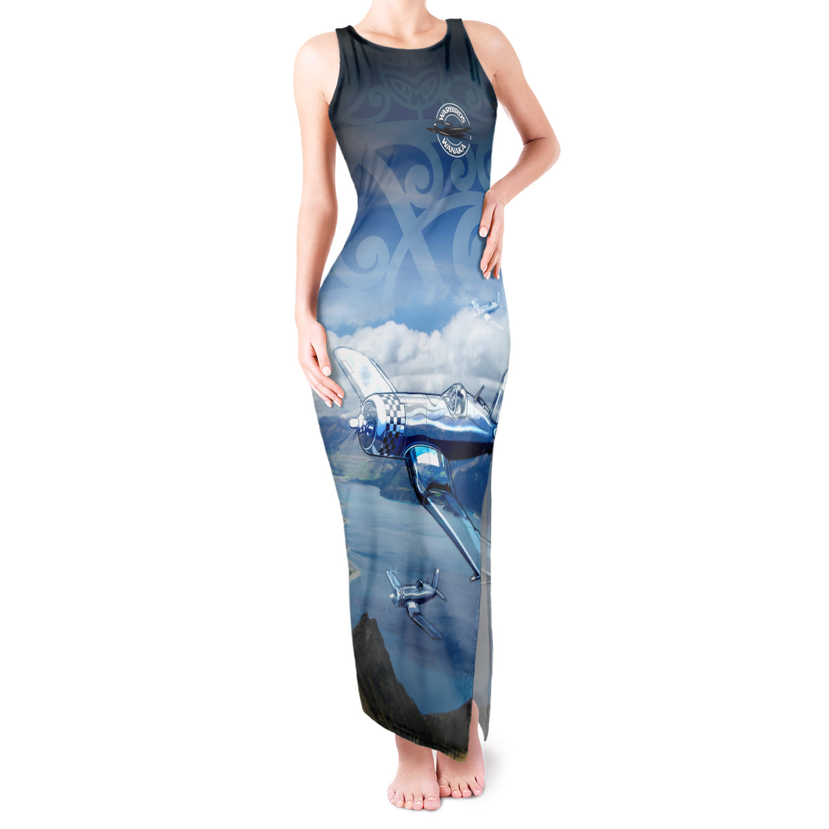 New Zealand Wanaka Air Show Tank Maxi Dress With Maori Pattern