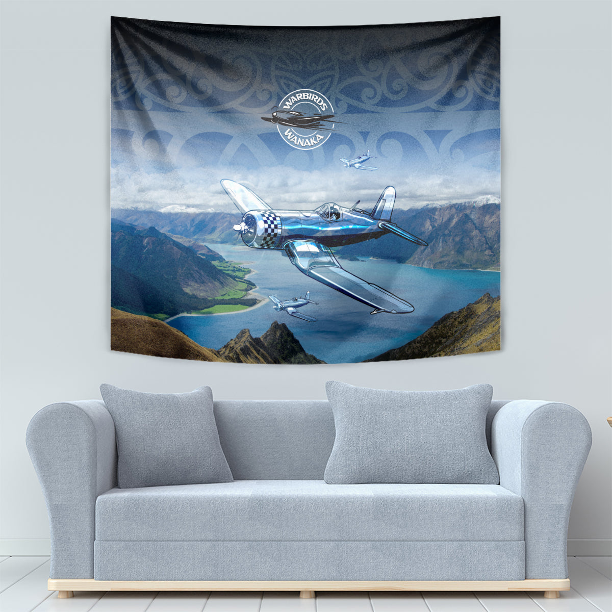 New Zealand Wanaka Air Show Tapestry With Maori Pattern LT05 - Polynesian Pride