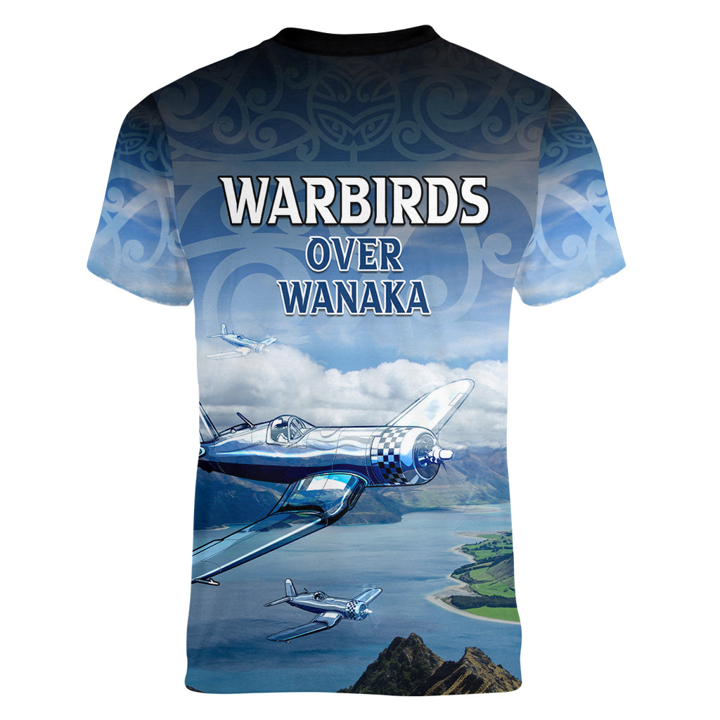 New Zealand Wanaka Air Show Women V Neck T Shirt With Maori Pattern