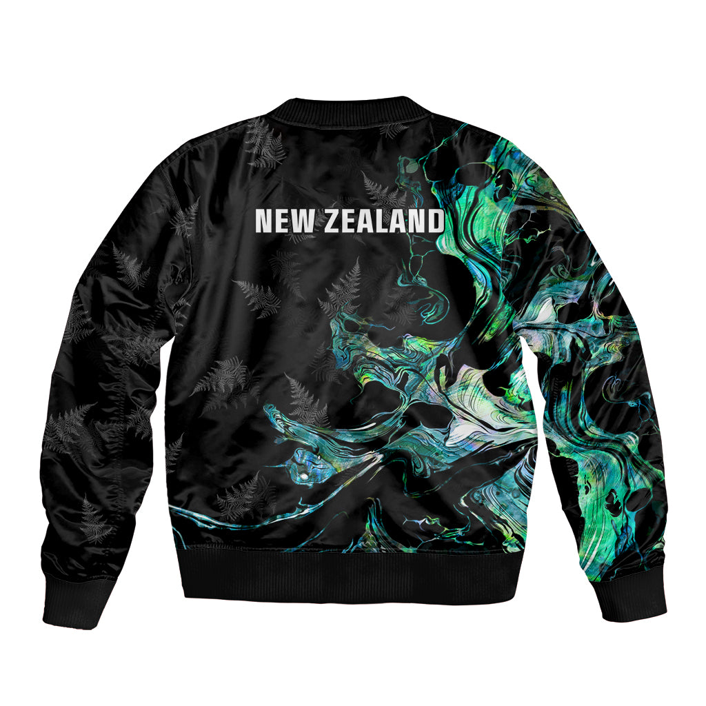 New Zealand Marathon Bomber Jacket Silver Fern Paua Shell Simple Style LT05 - Polynesian Pride