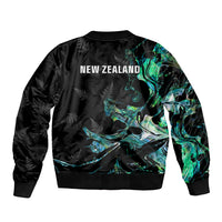 New Zealand Marathon Bomber Jacket Silver Fern Paua Shell Simple Style LT05 - Polynesian Pride