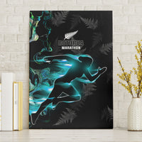 New Zealand Marathon Canvas Wall Art Silver Fern Paua Shell Simple Style LT05 Without Frame Black - Polynesian Pride