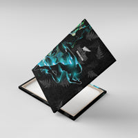 New Zealand Marathon Canvas Wall Art Silver Fern Paua Shell Simple Style LT05 With Frame Black - Polynesian Pride
