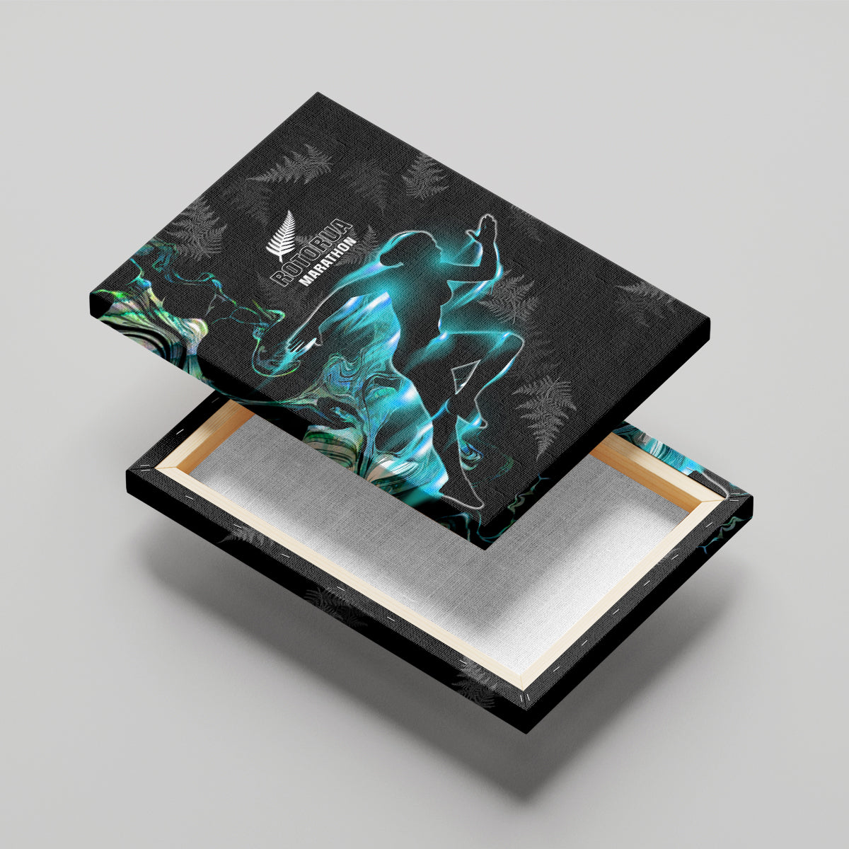 New Zealand Marathon Canvas Wall Art Silver Fern Paua Shell Simple Style LT05 - Polynesian Pride