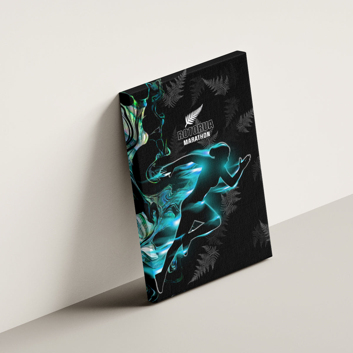 New Zealand Marathon Canvas Wall Art Silver Fern Paua Shell Simple Style LT05 - Polynesian Pride