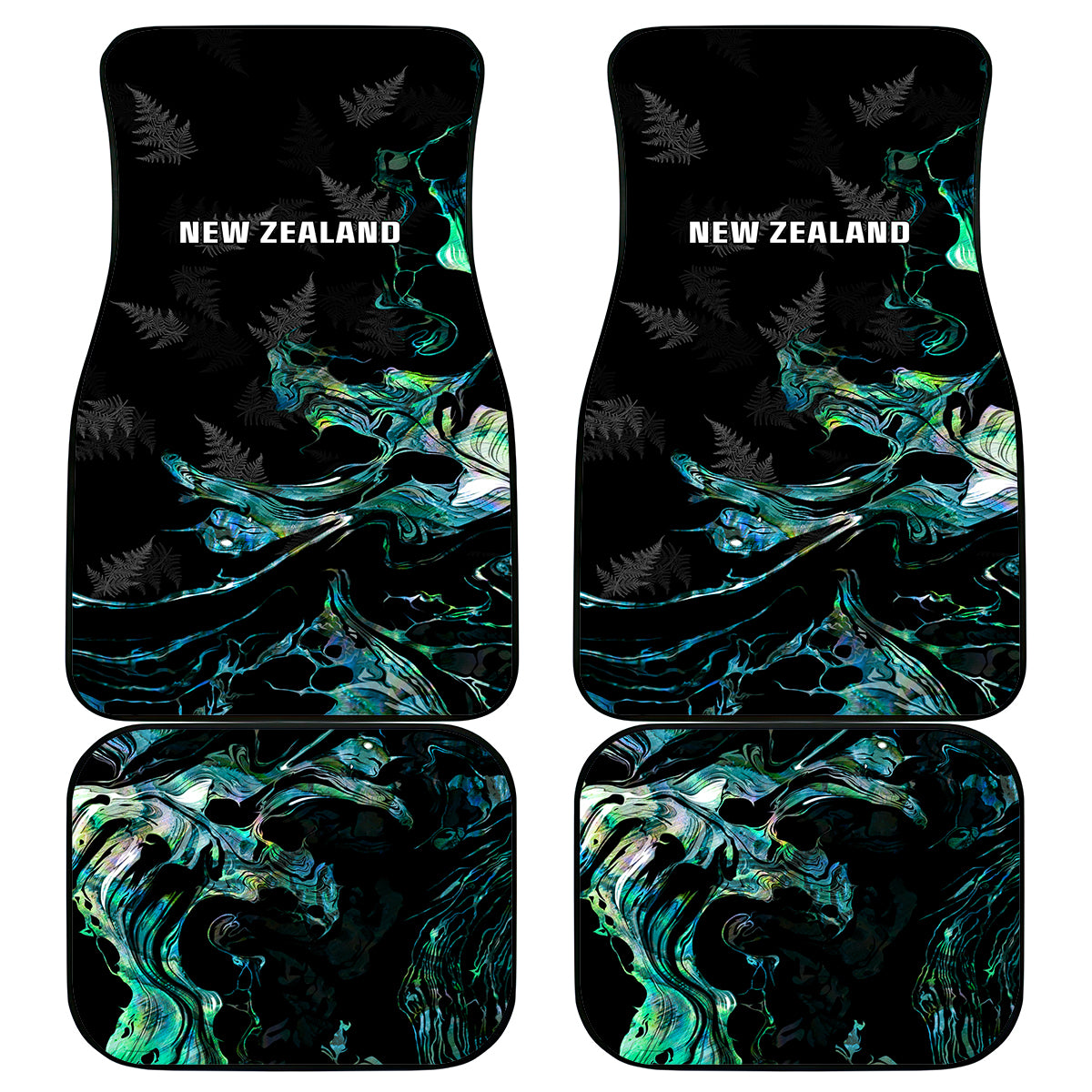 New Zealand Marathon Car Mats Silver Fern Paua Shell Simple Style LT05 - Polynesian Pride