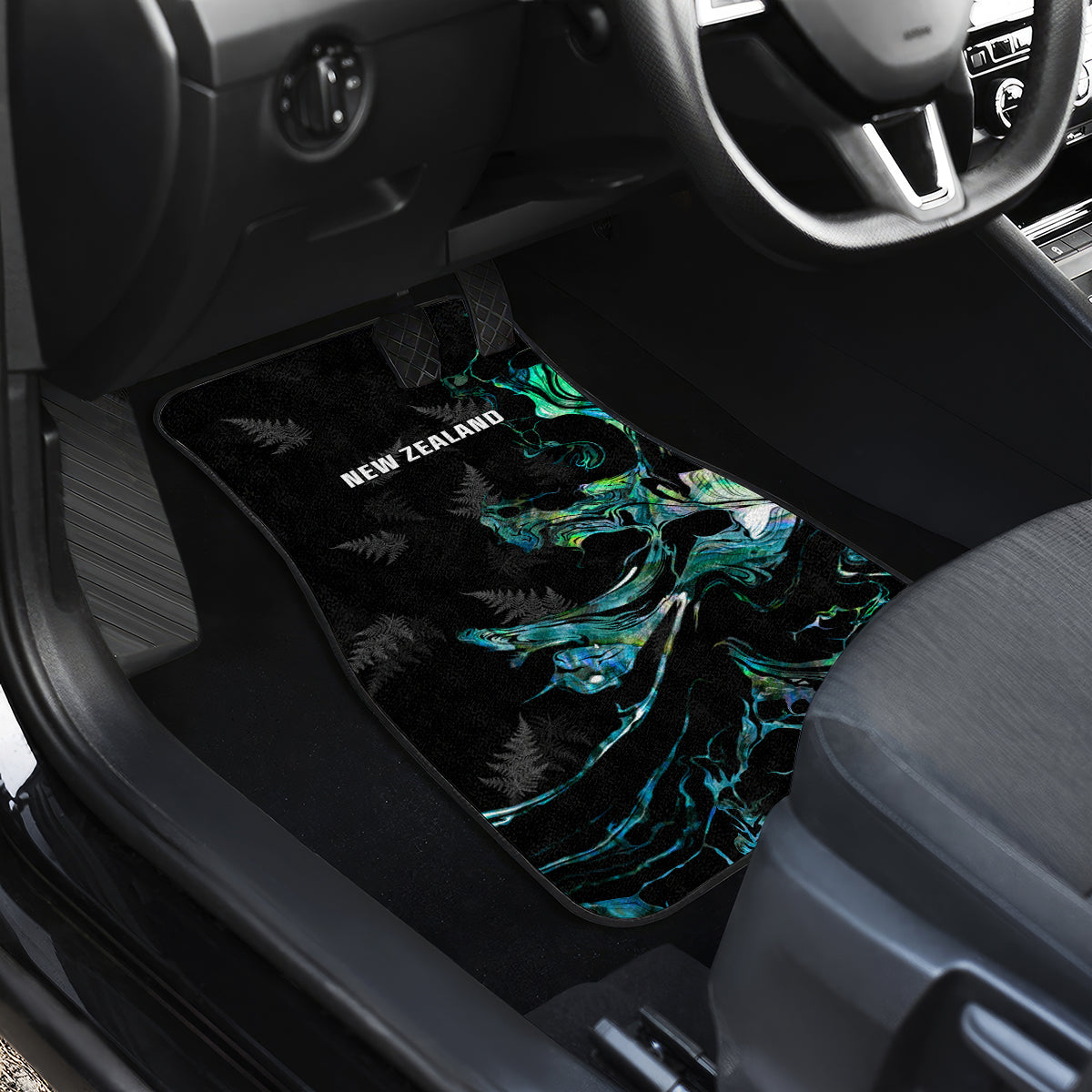 New Zealand Marathon Car Mats Silver Fern Paua Shell Simple Style LT05 - Polynesian Pride