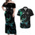 New Zealand Marathon Couples Matching Off Shoulder Maxi Dress and Hawaiian Shirt Silver Fern Paua Shell Simple Style