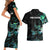 New Zealand Marathon Couples Matching Short Sleeve Bodycon Dress and Hawaiian Shirt Silver Fern Paua Shell Simple Style