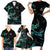 New Zealand Marathon Family Matching Short Sleeve Bodycon Dress and Hawaiian Shirt Silver Fern Paua Shell Simple Style