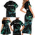 New Zealand Marathon Family Matching Short Sleeve Bodycon Dress and Hawaiian Shirt Silver Fern Paua Shell Simple Style