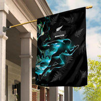 New Zealand Marathon Garden Flag Silver Fern Paua Shell Simple Style LT05 House Flag Black - Polynesian Pride