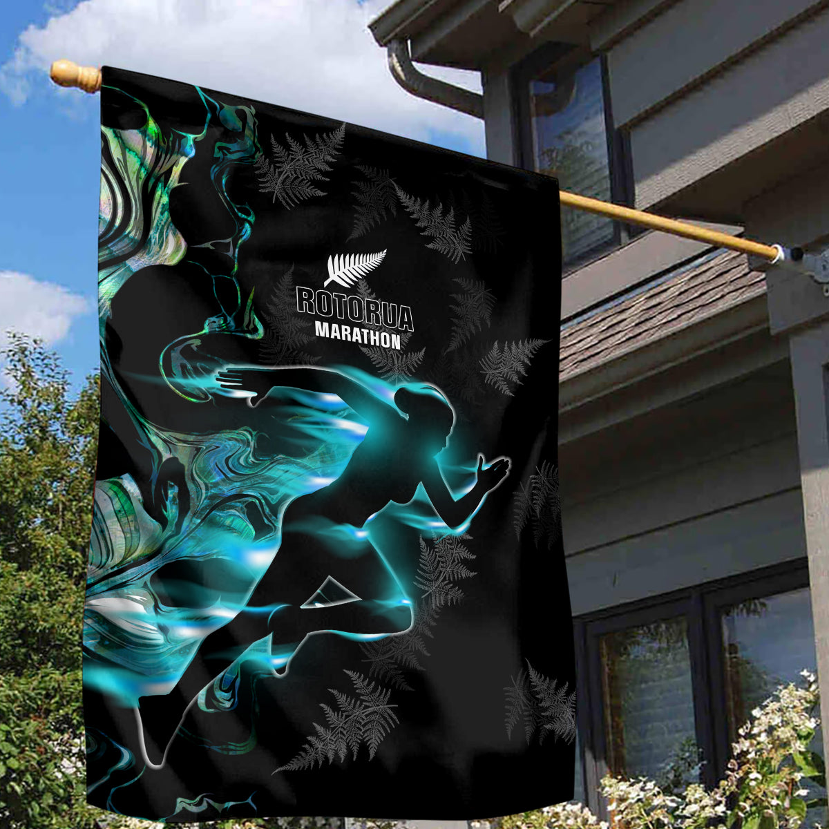 New Zealand Marathon Garden Flag Silver Fern Paua Shell Simple Style LT05 - Polynesian Pride