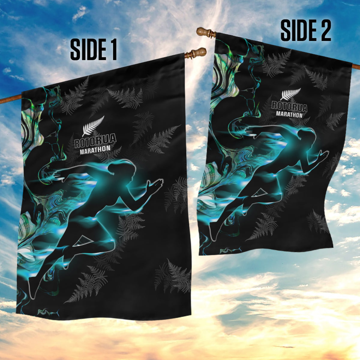 New Zealand Marathon Garden Flag Silver Fern Paua Shell Simple Style LT05 - Polynesian Pride