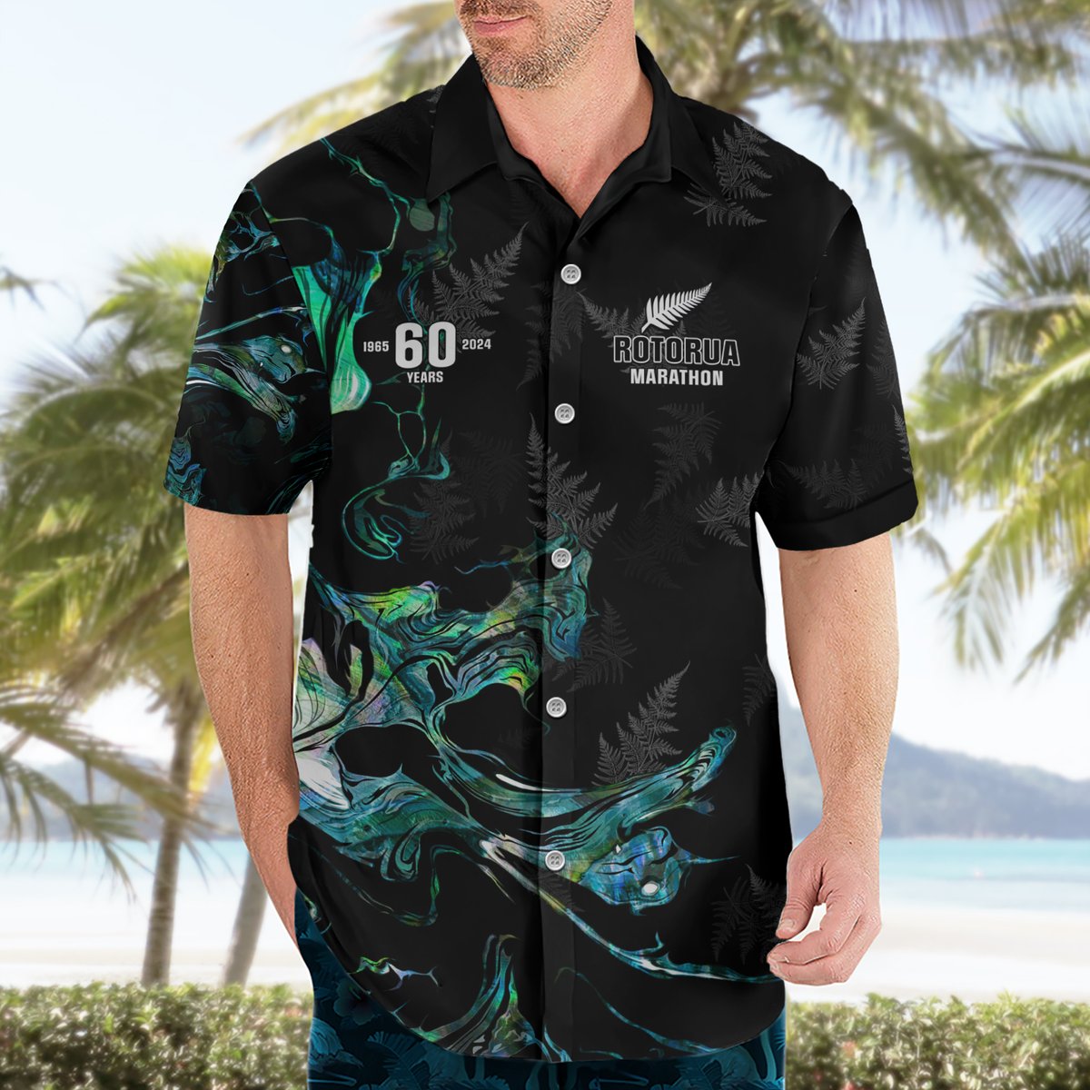 New Zealand Marathon Hawaiian Shirt Silver Fern Paua Shell Simple Style LT05 - Polynesian Pride