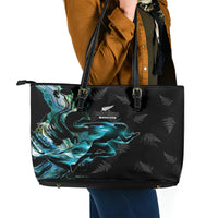 New Zealand Marathon Leather Tote Bag Silver Fern Paua Shell Simple Style LT05 - Polynesian Pride