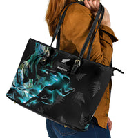 New Zealand Marathon Leather Tote Bag Silver Fern Paua Shell Simple Style LT05 - Polynesian Pride