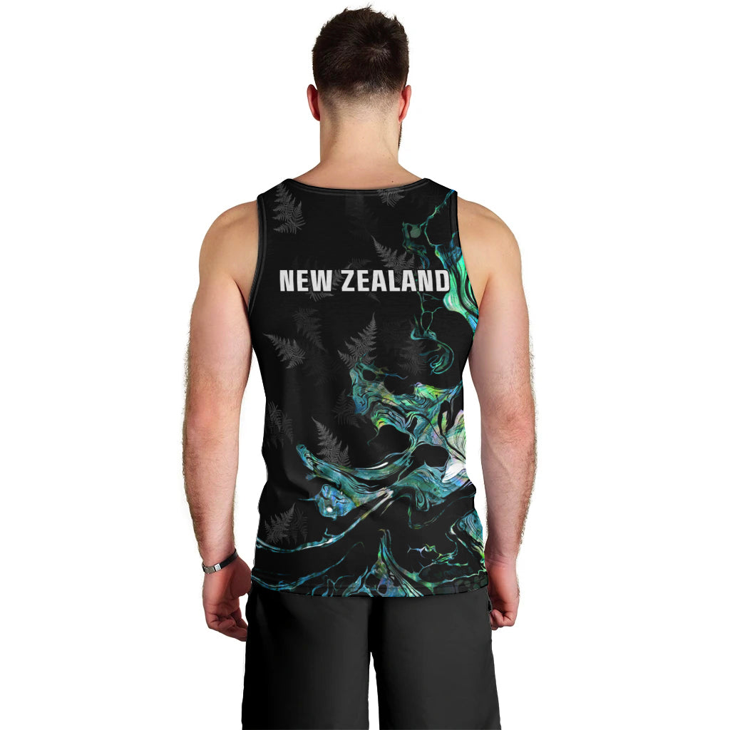 New Zealand Marathon Men Tank Top Silver Fern Paua Shell Simple Style LT05 - Polynesian Pride