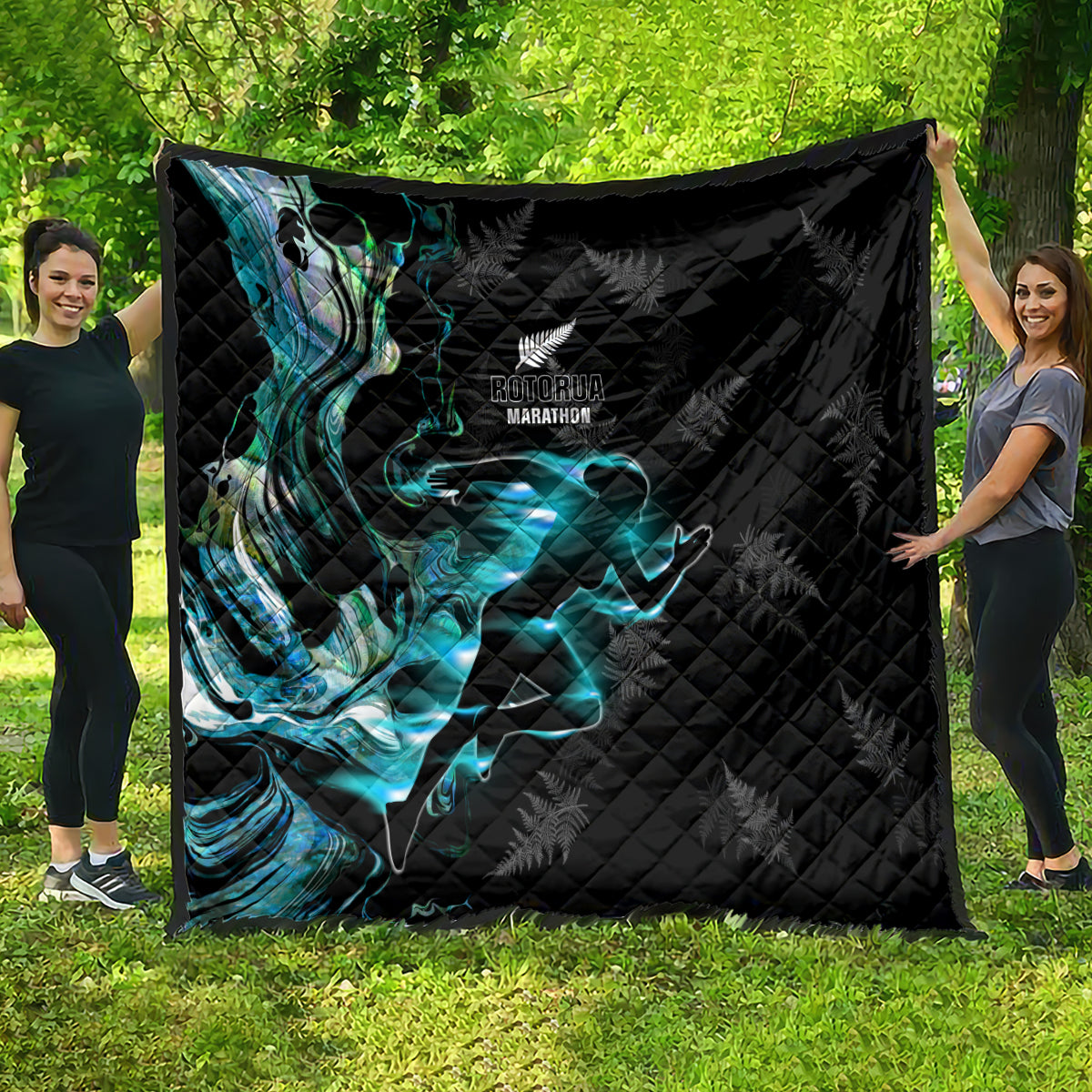 New Zealand Marathon Quilt Silver Fern Paua Shell Simple Style