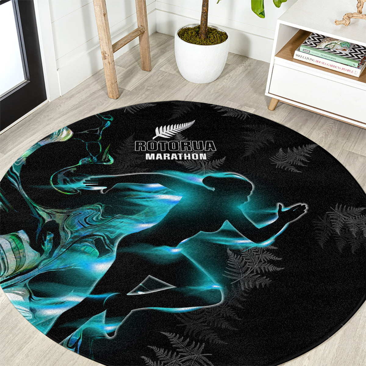 New Zealand Marathon Round Carpet Silver Fern Paua Shell Simple Style