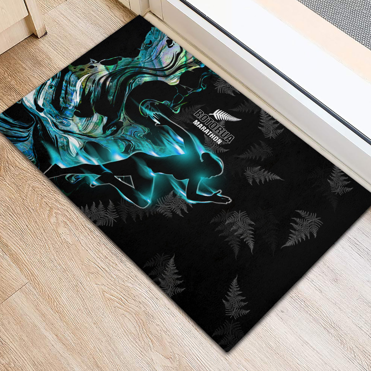 New Zealand Marathon Rubber Doormat Silver Fern Paua Shell Simple Style LT05 - Polynesian Pride