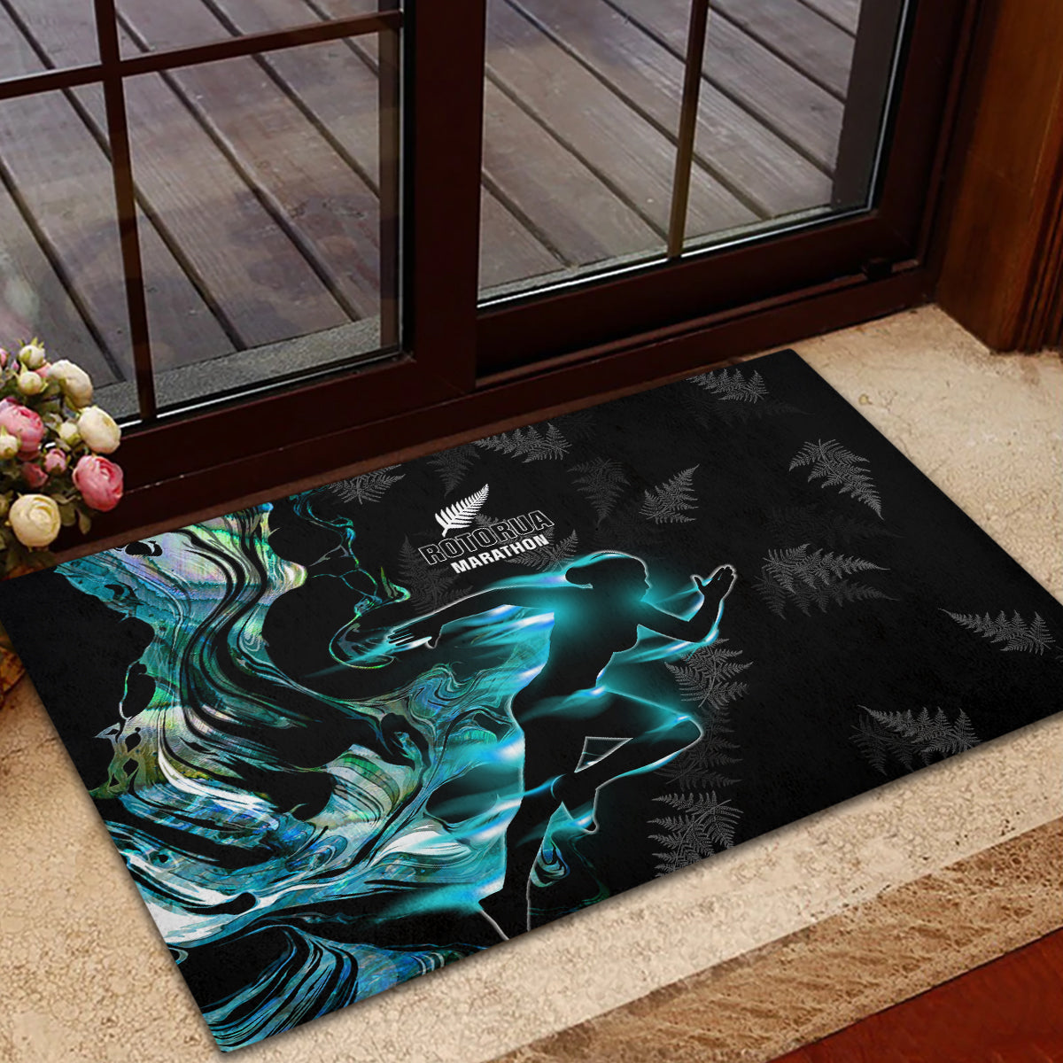 New Zealand Marathon Rubber Doormat Silver Fern Paua Shell Simple Style LT05 - Polynesian Pride
