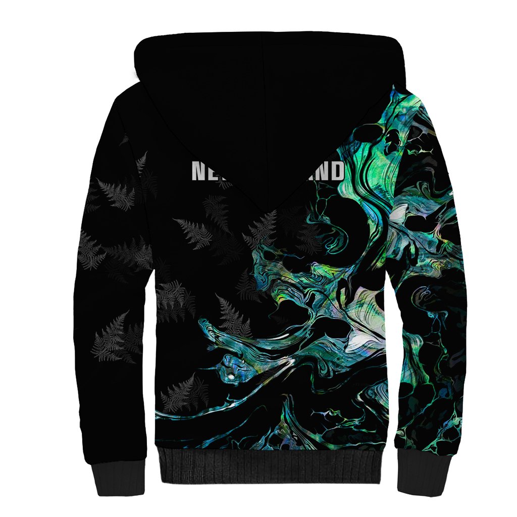 New Zealand Marathon Sherpa Hoodie Silver Fern Paua Shell Simple Style LT05 - Polynesian Pride