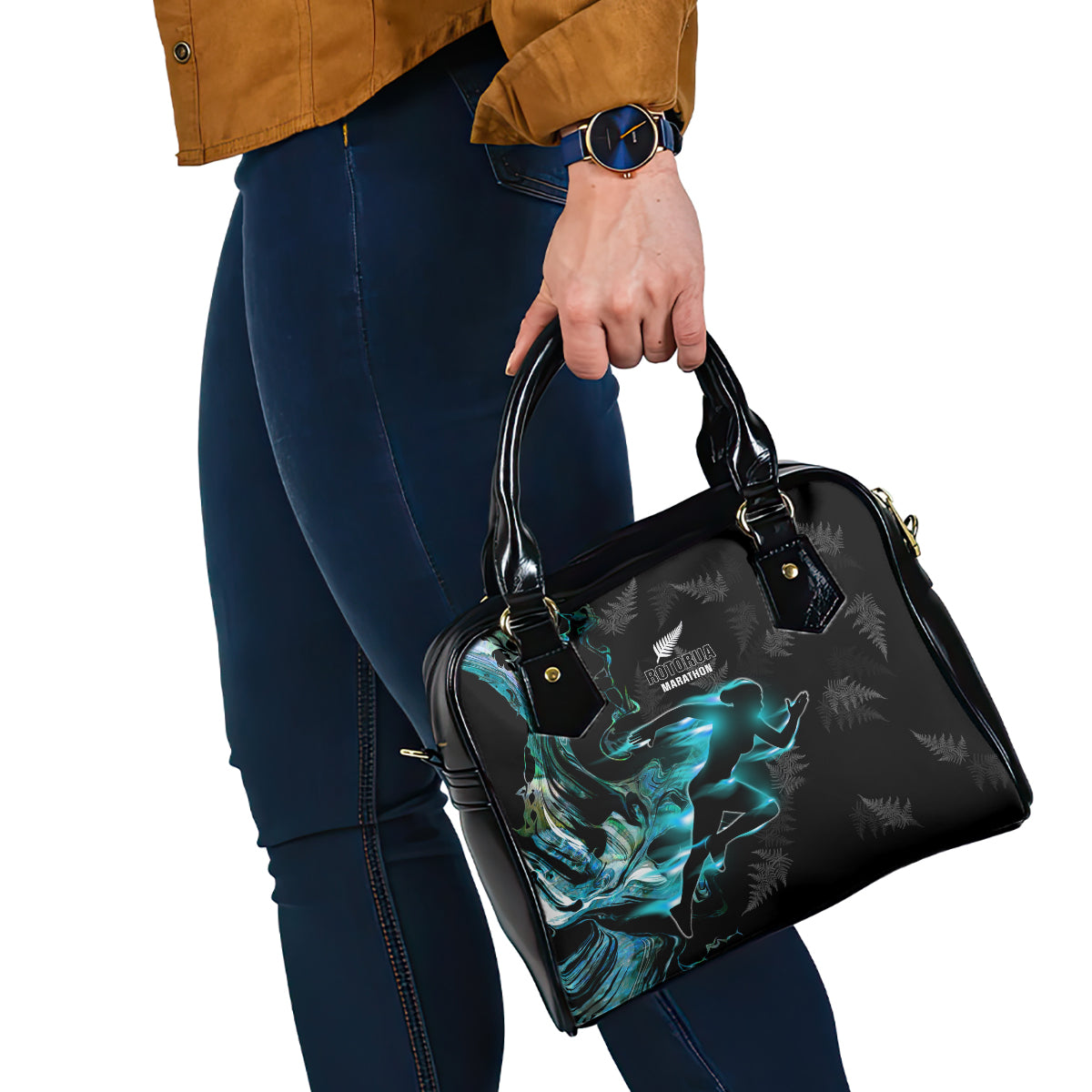 New Zealand Marathon Shoulder Handbag Silver Fern Paua Shell Simple Style LT05 - Polynesian Pride