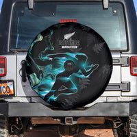 New Zealand Marathon Spare Tire Cover Silver Fern Paua Shell Simple Style LT05 Black - Polynesian Pride