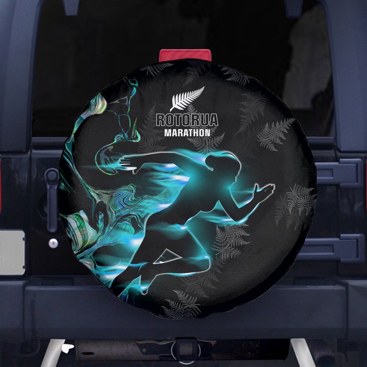 New Zealand Marathon Spare Tire Cover Silver Fern Paua Shell Simple Style LT05 - Polynesian Pride