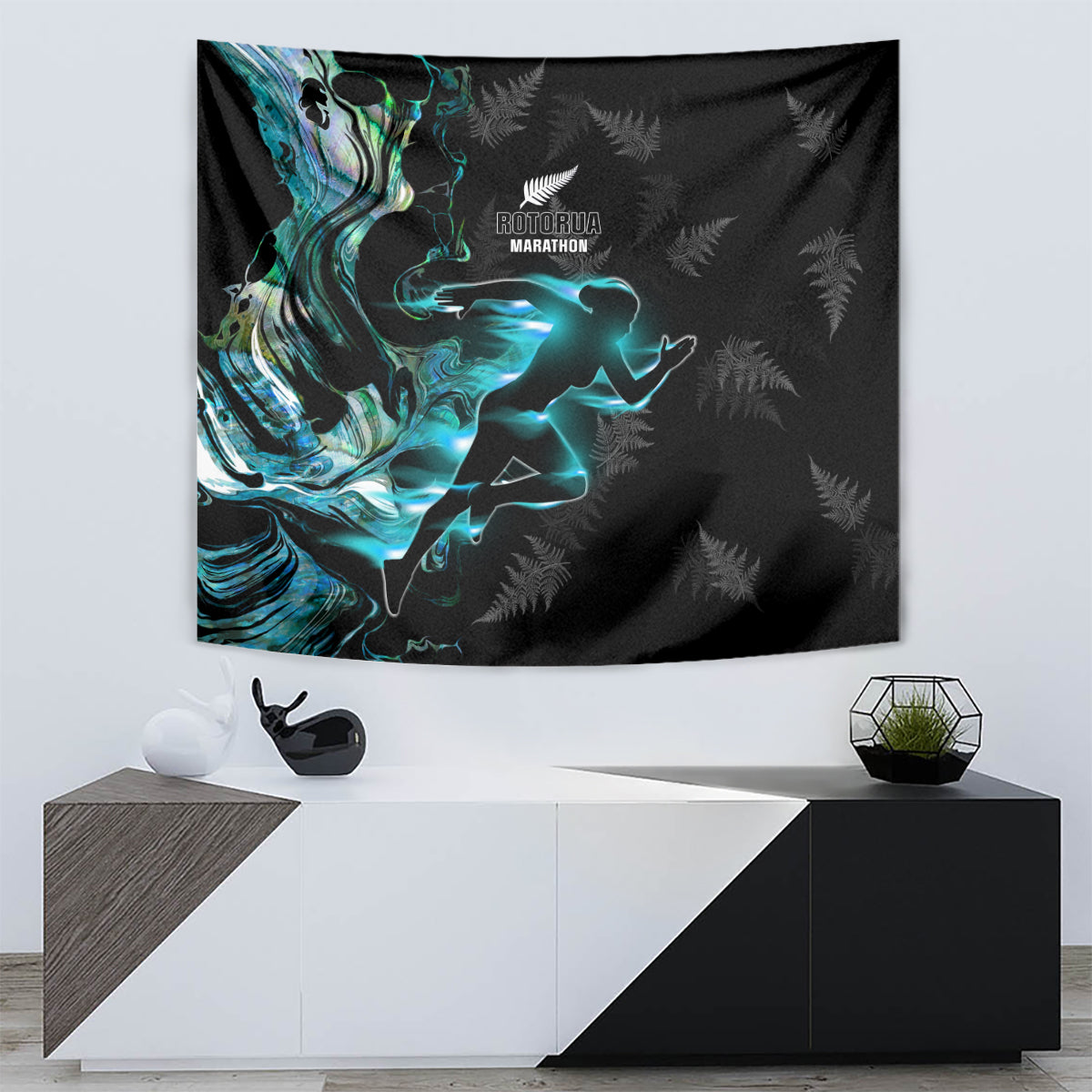 New Zealand Marathon Tapestry Silver Fern Paua Shell Simple Style LT05 - Polynesian Pride