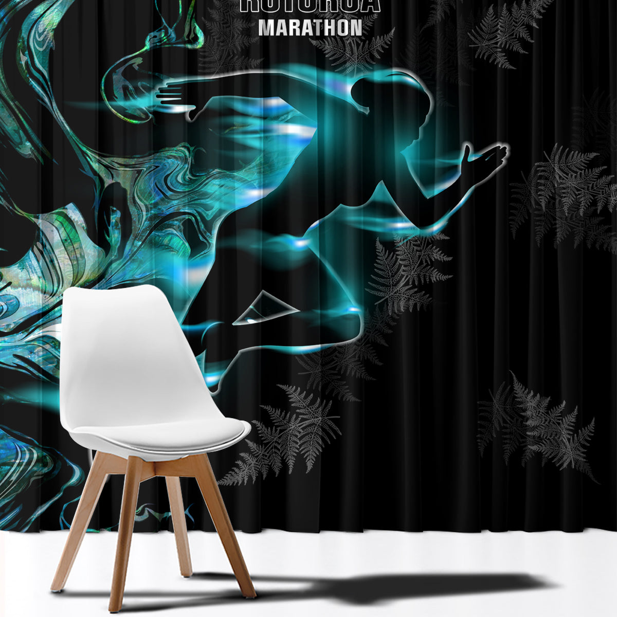 New Zealand Marathon Window Curtain Silver Fern Paua Shell Simple Style LT05 - Polynesian Pride