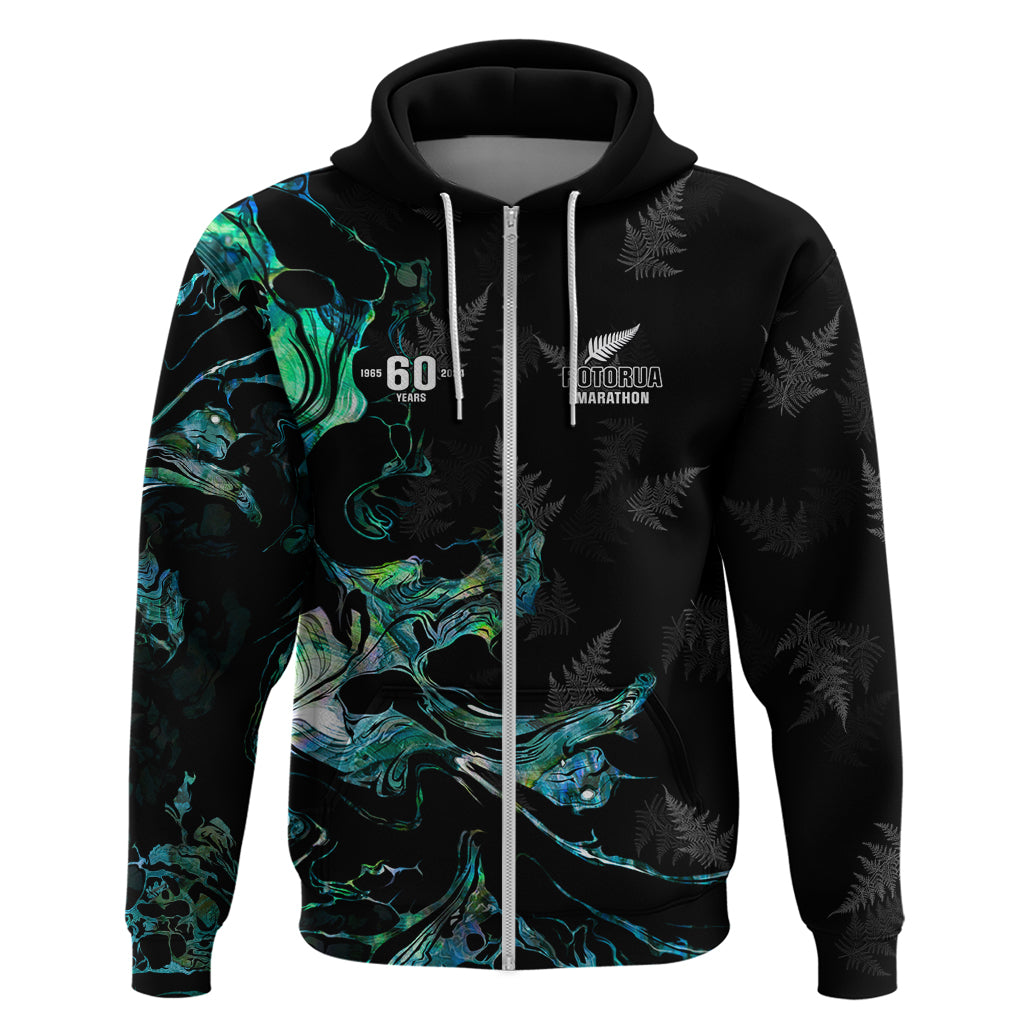 New Zealand Marathon Zip Hoodie Silver Fern Paua Shell Simple Style